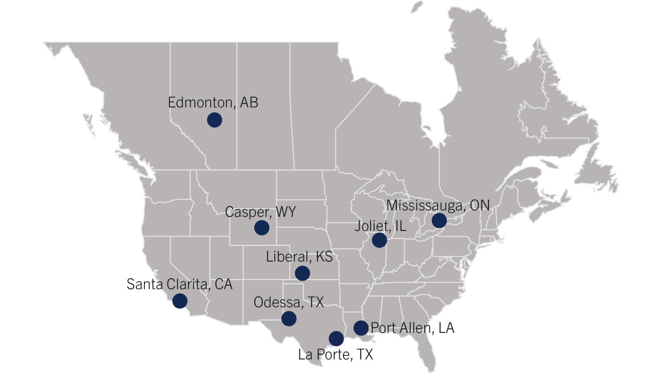 Service Shops North America Map with Service Shops in North America